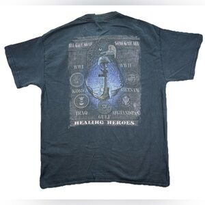 Vintage Healing Heroes Veteran T Shirt Men's Large Black USA Eagle War America